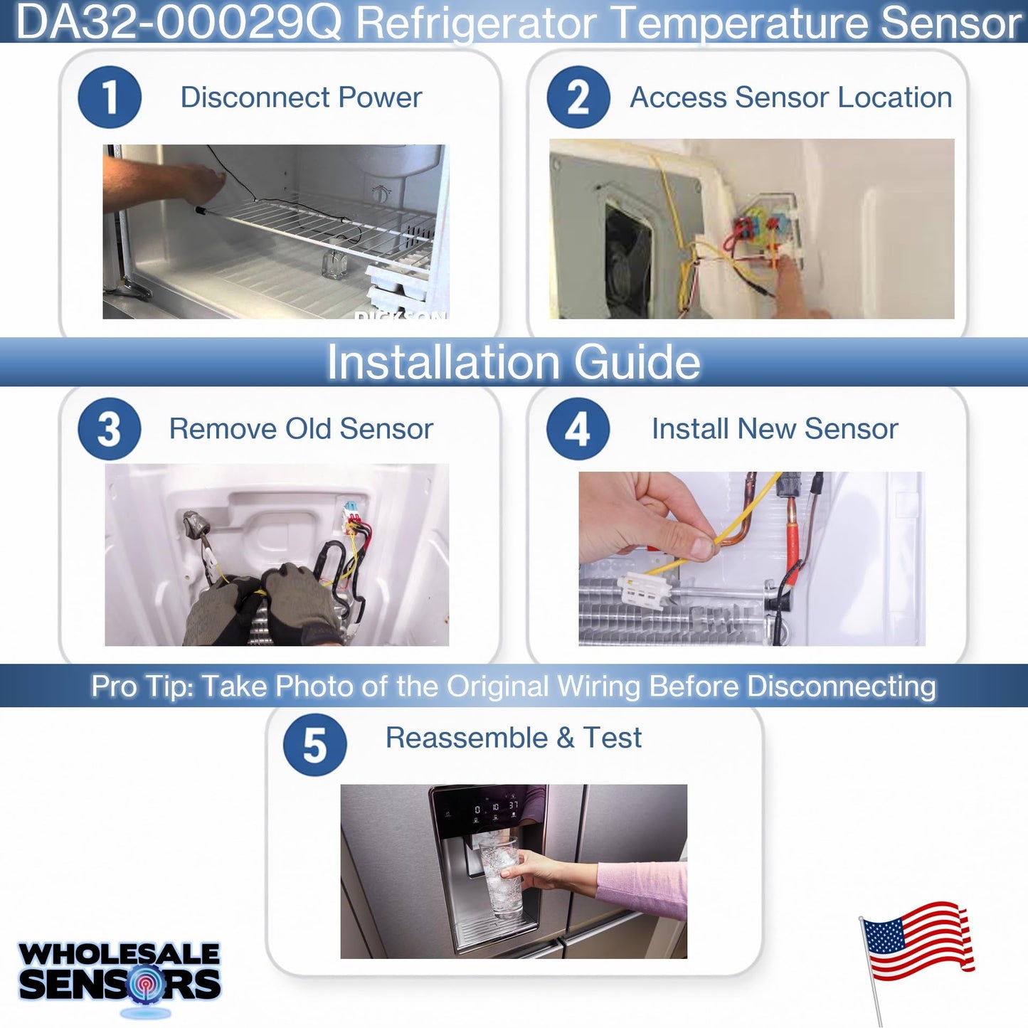 Replacement Samsung DA32-00029Q Refrigerator Temperature Sensor 24 Month Warranty & USA Support