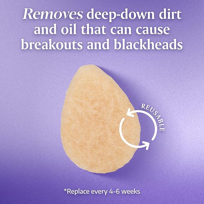 Buf-Puf Gentle Facial Sponge, Dermatologist Developed, Removes Deep Down Dirt & Makeup That Causes Breakouts and Blackheads, Reusable, Exfoliating, 1 Count
