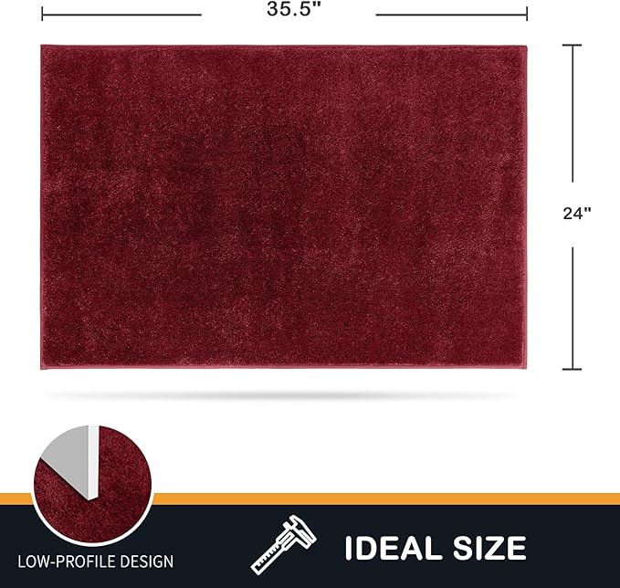 PURRUGS Dirt Trapping Door Mat 24" x 35.5", Non-Slip Machine Washable Entryway Rug, Dog Doormat, Indoor Front Door Mat, Super Absorbent Entry Rug for Muddy Shoes & Paws, Burgundy Red