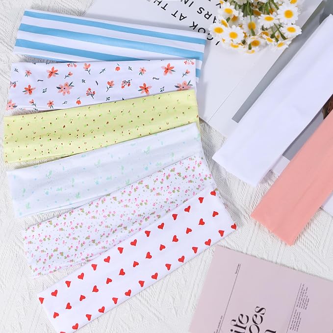 Ztomine 8 Pack Headbands for Women Non Slip - Stylish Sports Hair Bands for Women's Hair - Soft Cotton Cloth Stretchy Headbands for Women for Yoga, Outdoor Exercise Running