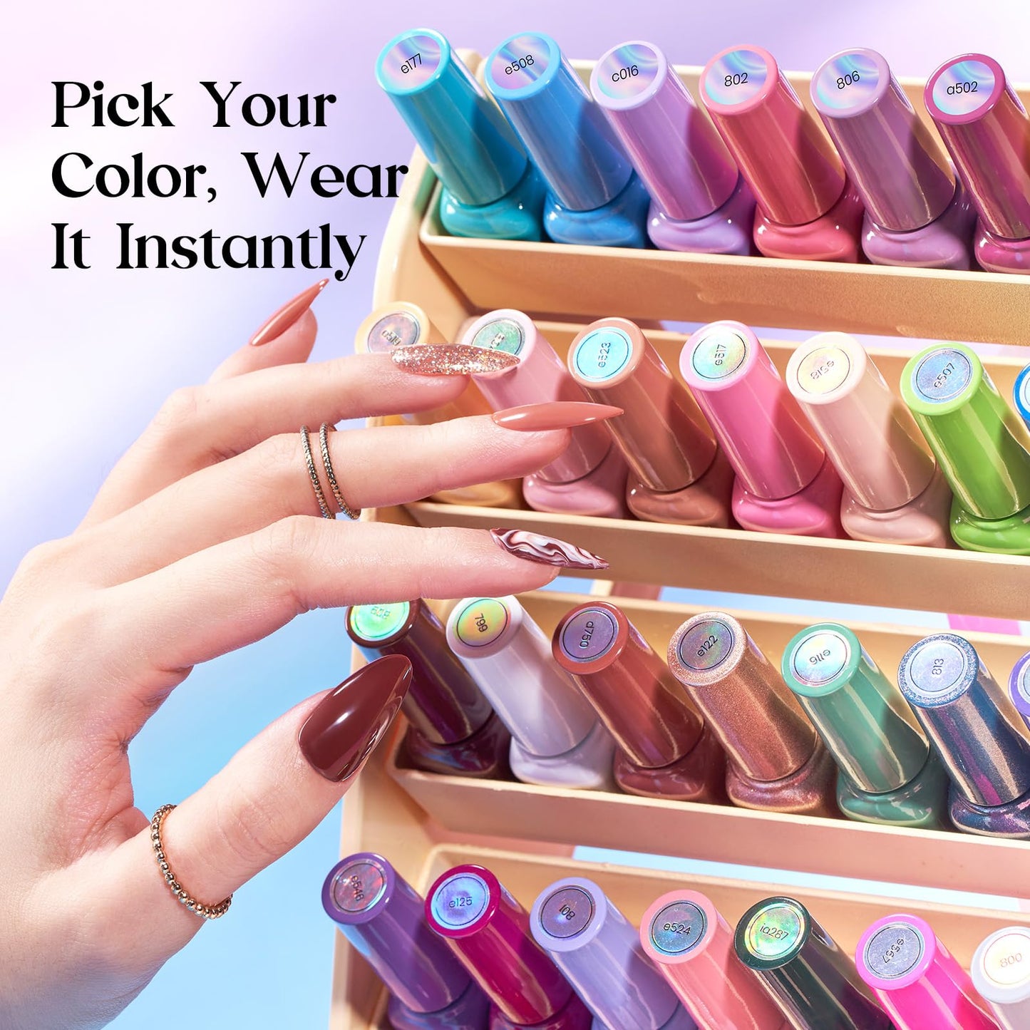 beetles Gel Polish Shifting Lights - Gel Nail Polish Set Brown Burgundy Red Black White Green Purple Glitter 36 Colors with Base Coat Glossy Matte Glitter Top Coat UV LED Soak Off Gift for Women