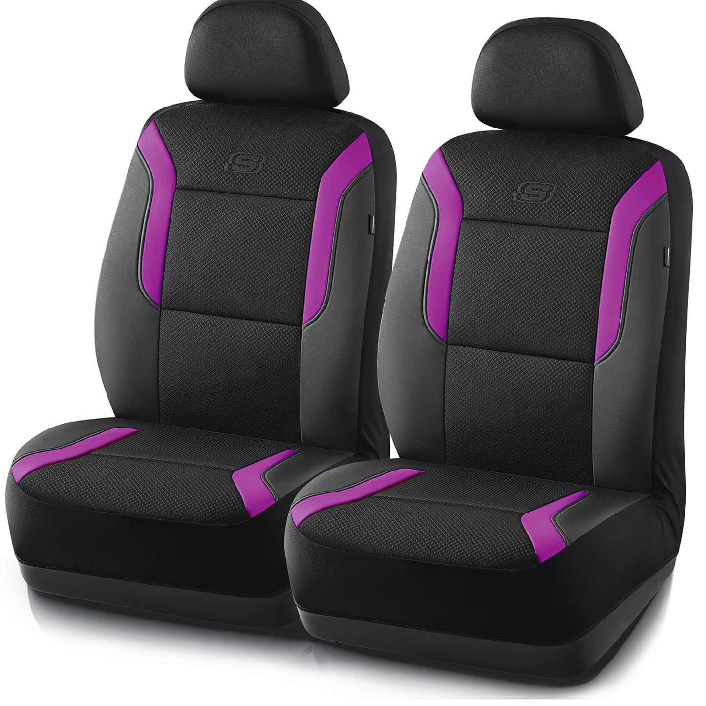 Skechers Memory Foam Car Seat Covers, Air Cool Mesh Thick Seat Covers,Car Seat Covers Front Seats,Airbag Compatible, Automotive Comfort Protection for Most Cars,Van,Trucks, SUVs,Purple