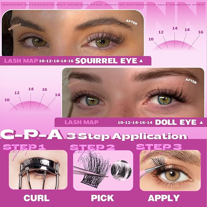 Lash Clusters Natural Eyelash Clusters Wispy Lashes Clusters C Curl Cluster Eyelash Extensions 8-14mm Lash Cluster Invisible Band Individual Lashes Bunny Cluster Lashes by Eefofnn