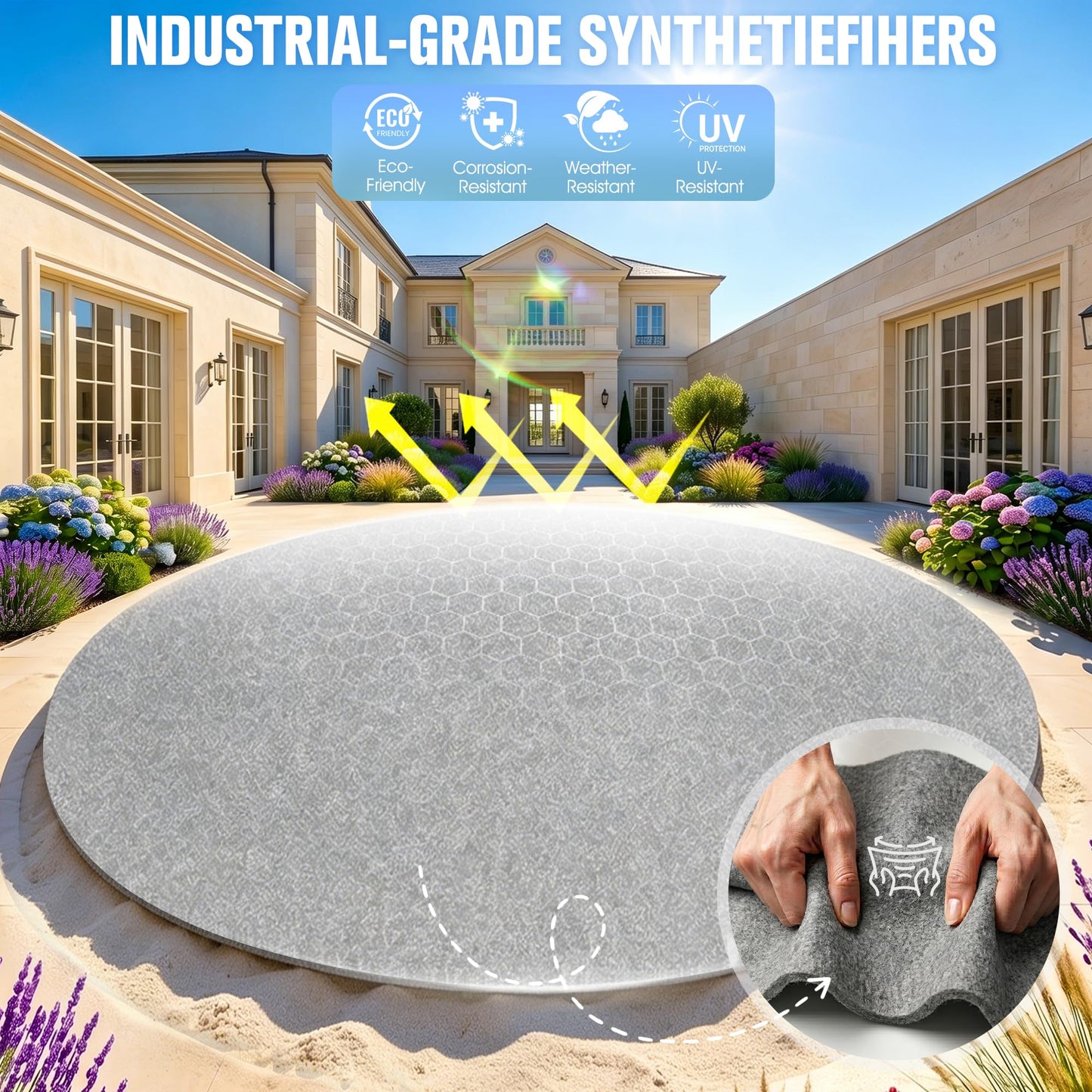 WaveHaven 15FT Pool Liner Pad,Round Pool Liners for Above Ground Swimming Pools,360G/M² Thicker Heavy Duty Round Pool Liner Pad,Underneath Pool Mat, Swimming Pool Liners for Padding and Protection