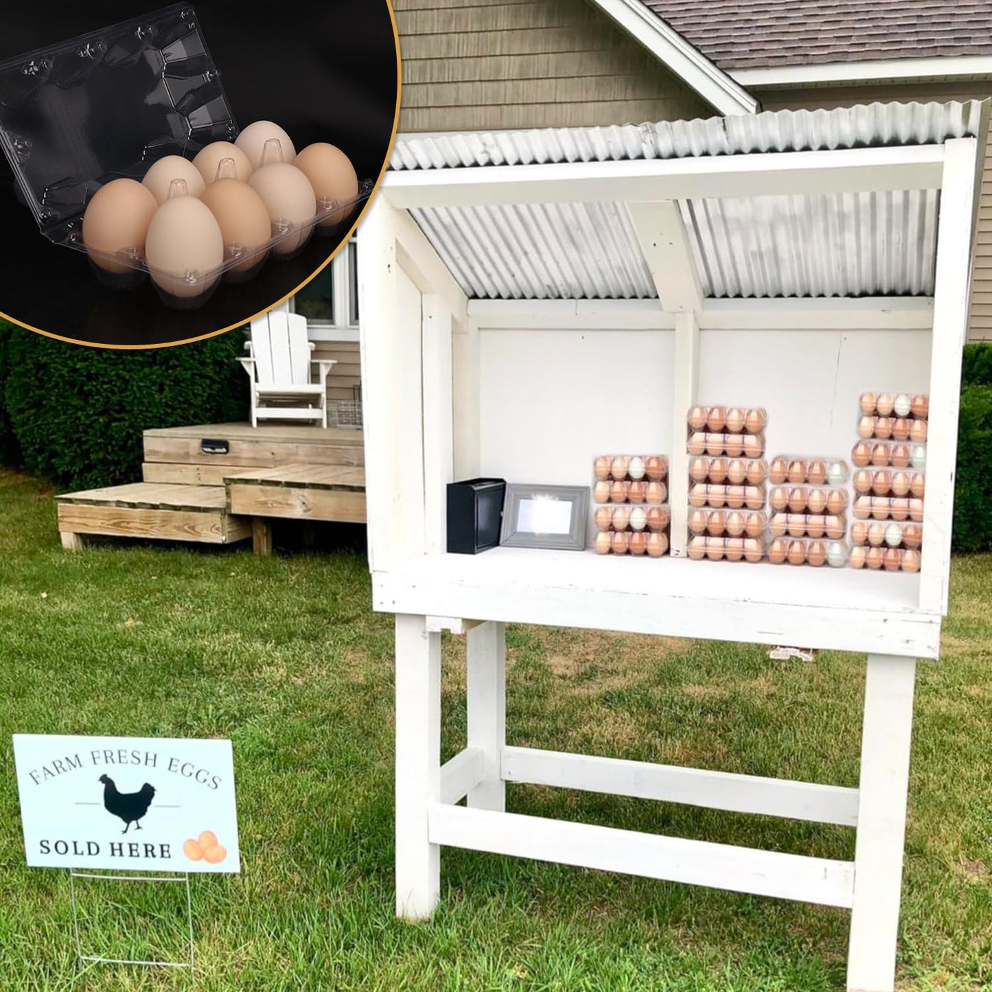 KUKLIPJIM 150 Pack Bulk Egg Cartons, Clear Plastic Chicken Egg Holders, Egg Tray Carton Holder for Home & Kitchen, Farm & Market Use, An Eco-Friendly Egg Storage Solution, 8 Grids，(Medium Size)…