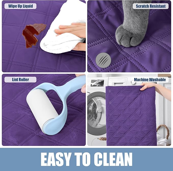 Smiry Waterproof Dog Bed Cover Pet Blanket, Soft Washable Dog Blanket for Furniture Bed Couch Sofa Reversible, Checkered (40"x70", Purple/Purple)