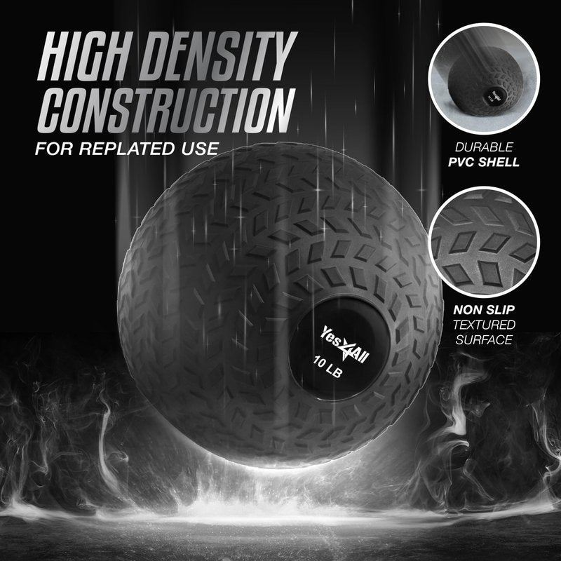 Yes4All Slam Balls, 10-40lb Medicine Ball Weight, Durable PVC Sand Filled Workout Dynamic Medicine Ball for Core Strengthen
