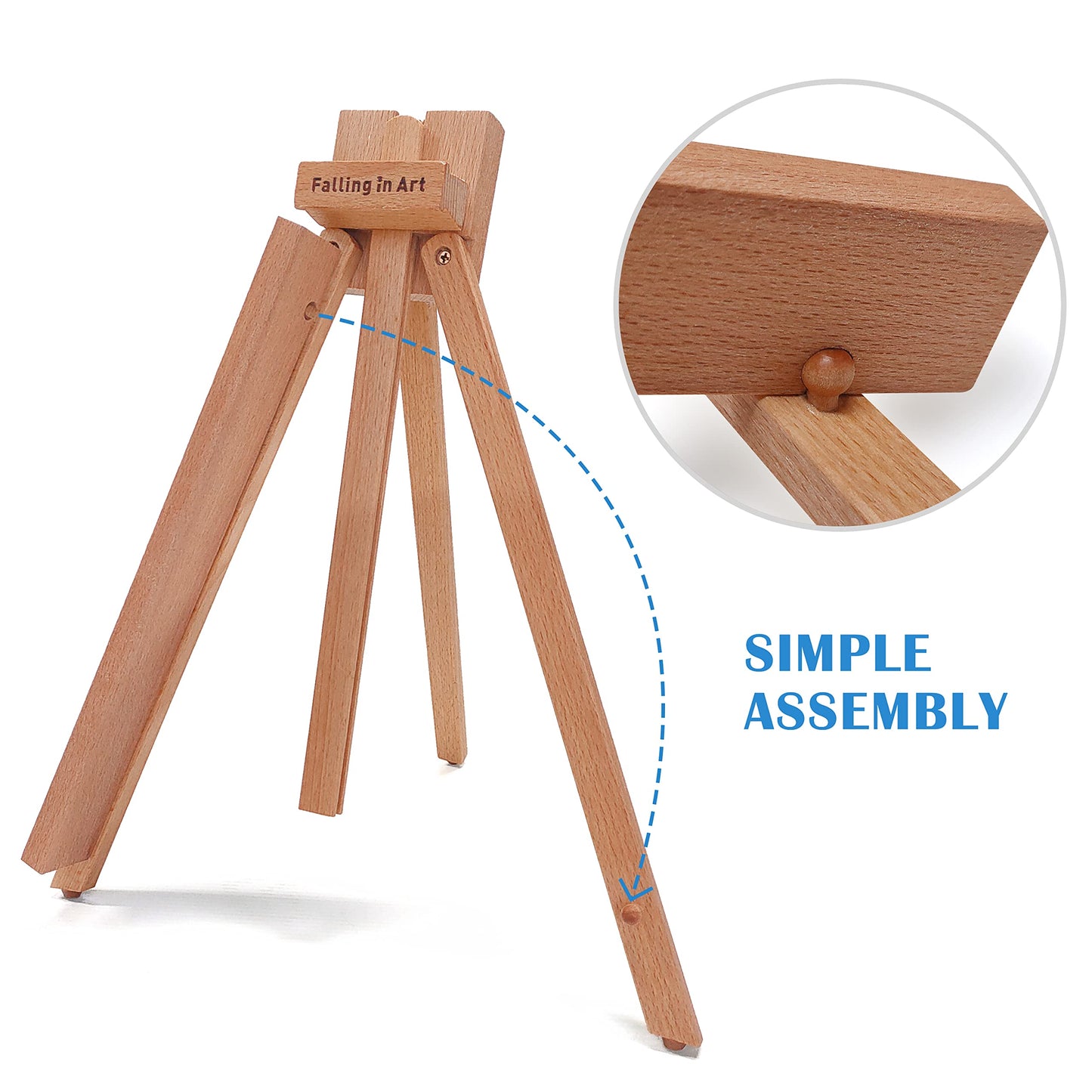 Falling in Art Beechwood 25" Tabletop Easel Display Stand for Painting - Holding Canvas Up to 22 1/2 Inches High, A-Frame Artist Tripod with Rubber Feet, Portable Photo and Sign Holder