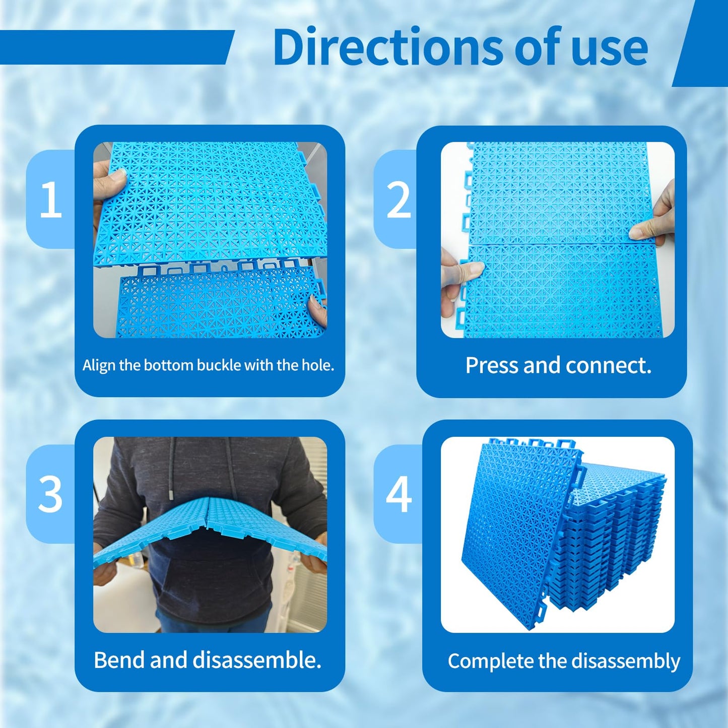 16pcs Pool Drainage Mat,Above Ground Walkways to Prevent Dirt from Entering the Pool, Pool Mats with Multiple Splicing Methods,Interlocking Plastic Floor for Pools Shower Rooms (9.84" x 9.84")