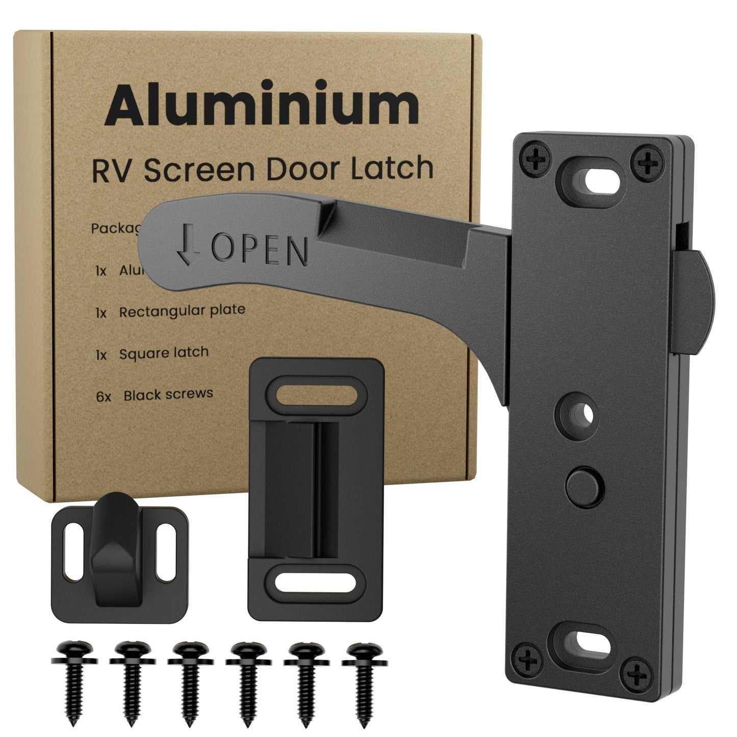 Safoner Aluminum RV Screen Door Latch Left Handle Replacement Kit for Travel Trailer, Camper, Motorhome- RV Accessories for Inside