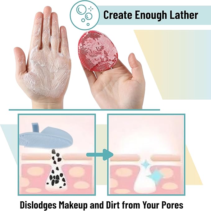 Slick- Silicone Facial Cleansing Brush, 4 Pack, Silicone Face Scrubber Exfoliator, Face Exfoliator Scrubber, Facial Scrubber for Face Cleanser Brush, Exfoliating Face Scrubber, Face Brush