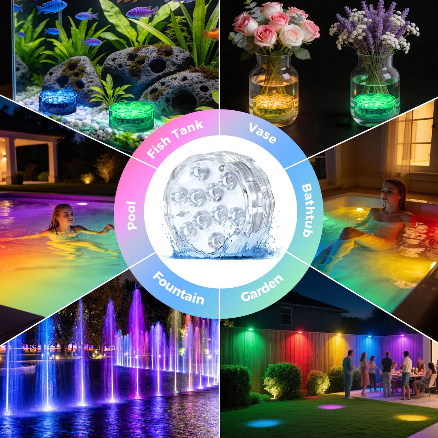 BITIWEND 2026 Upgraded Submersible LED Pool Lights with Remote, 10 LEDs IP68 Waterproof Floating Lights Battery Powered Lights for Hot Tub, Spa, Vase, Pond, Decoration, Party (4 Pack)