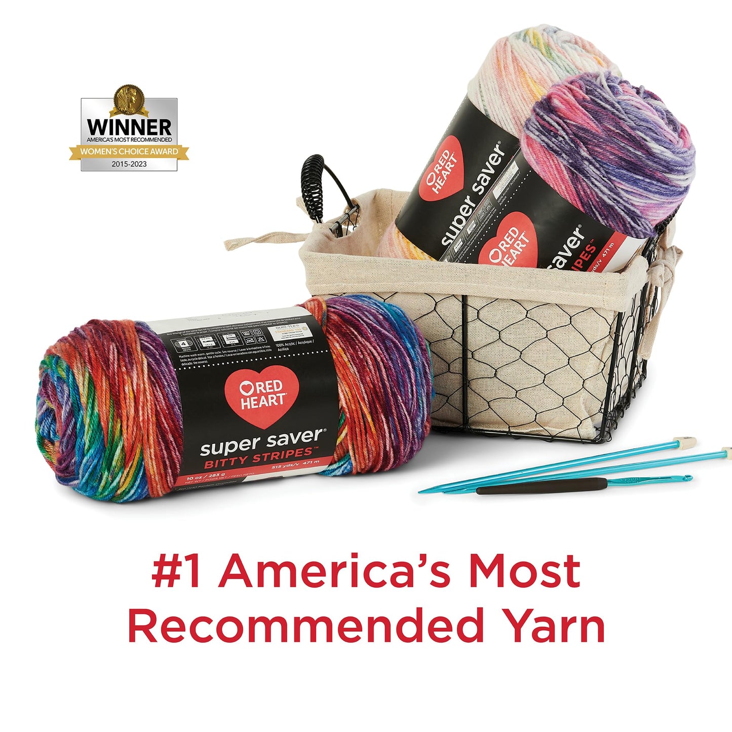 Red Heart Super Saver Bitty Stripes Unicorn Mane Yarn - 2 Pack of 283g/10oz - 100% Acrylic - #4 Worsted (Medium) - 515 Yards - Knitting/Crochet