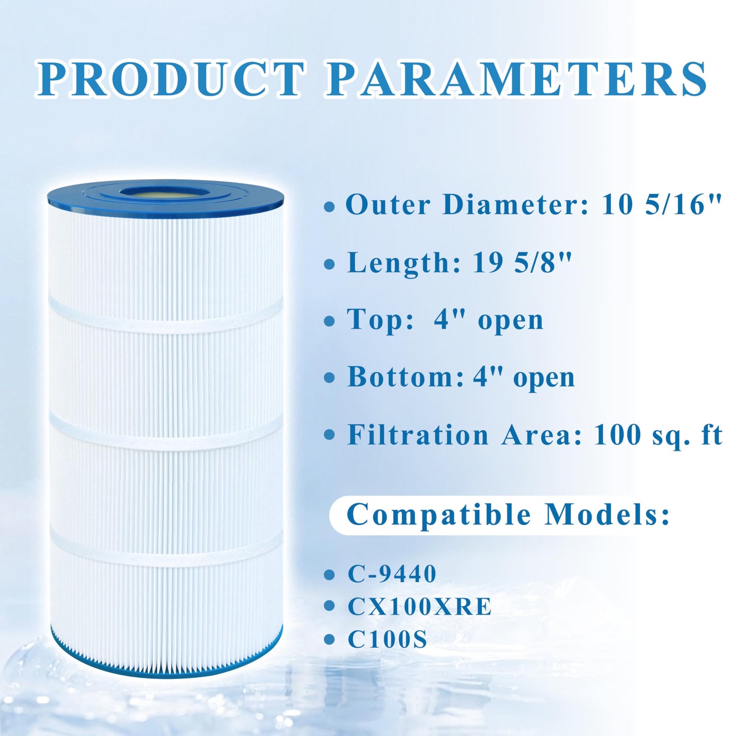 Chryseos Pool Filter Compatible with C100S, CX100XRE, C-9440, SwimClear C100S, PA100S, 1 Pack