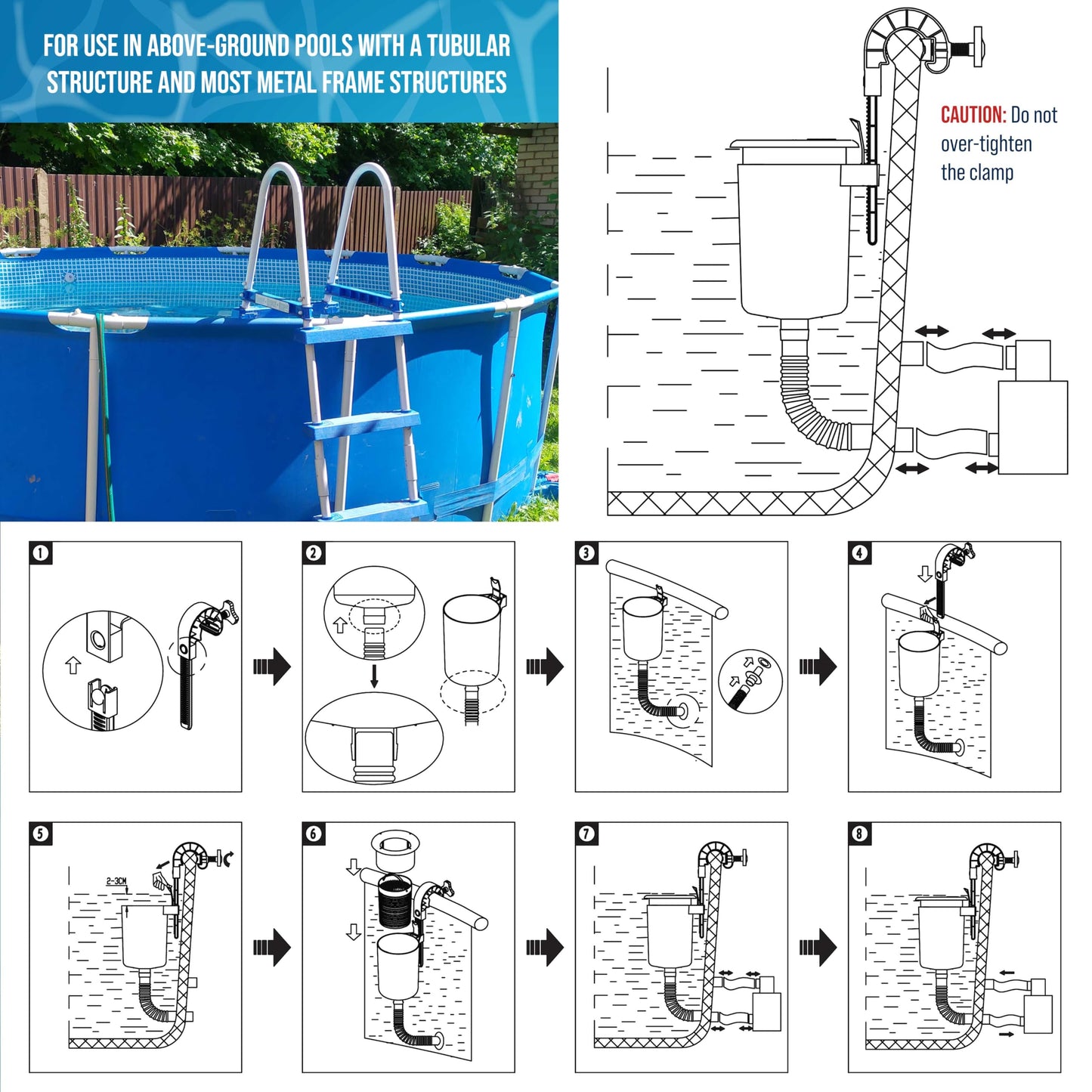 U.S. Pool Supply Pool Skimmer - Above Ground Pool Skimmer, Floating Pool Surface Skimmer, Pool Accessories - Clean Debris Basket, Wall Mount, Attaches to Inflatable Collars, Tubular and Metal Frames