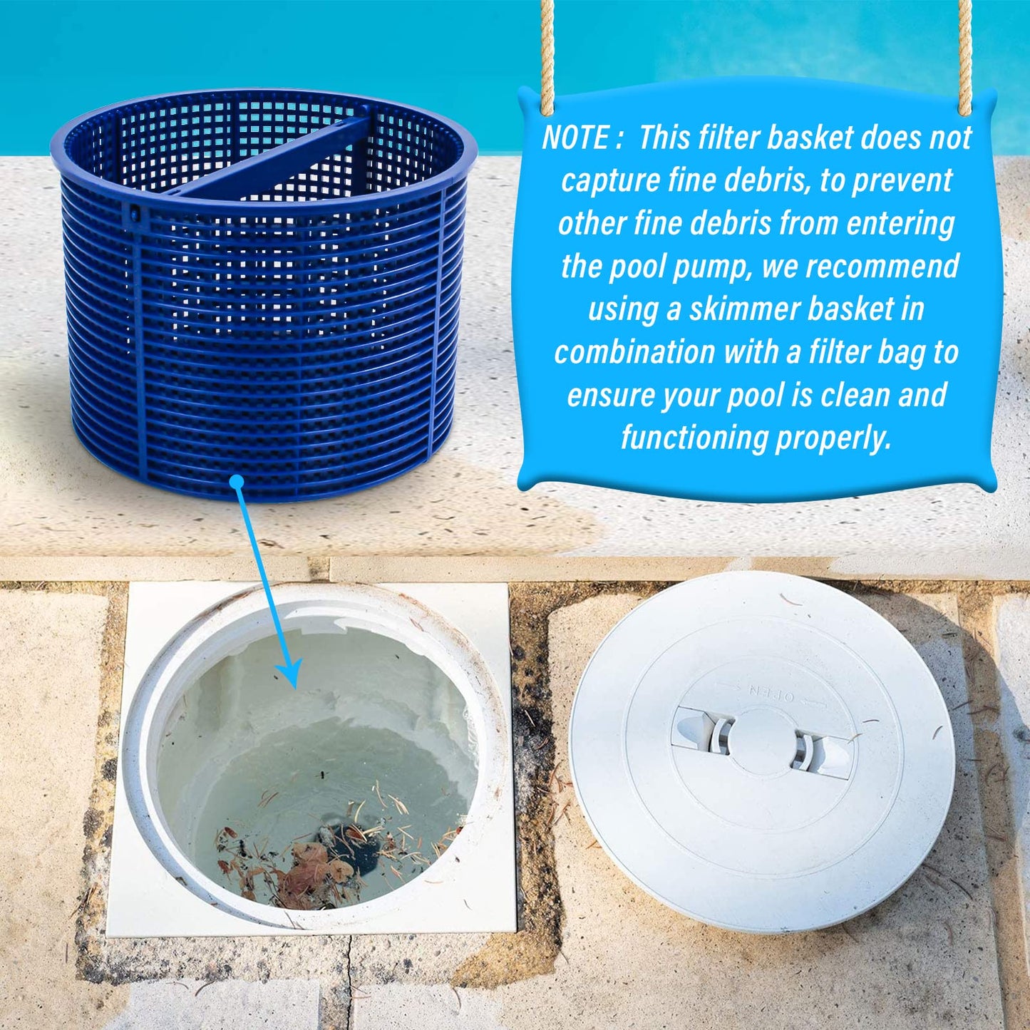 ChangTa Pool Skimmer Basket Replacement, for Hayward SPX1082CA & Aladdin B-152 Skimmer Models SP1082 SP1083 SP1084 1085 1086 SP1075 1075T 1076 1077 Skimmers Basket - Blue