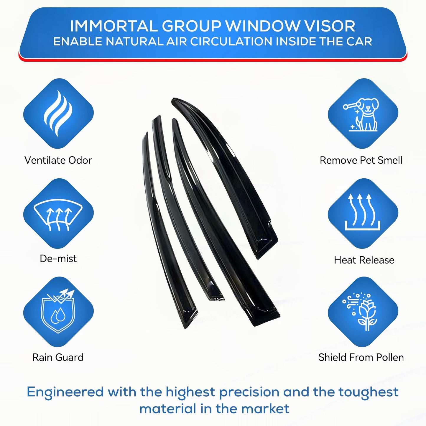 IG Window Visors Fit for 2004-2010 Toyota Sienna, Out-Channel Rain Guards Vent Wind Deflectors 4PC, Car Accessories for 04-10 Sienna