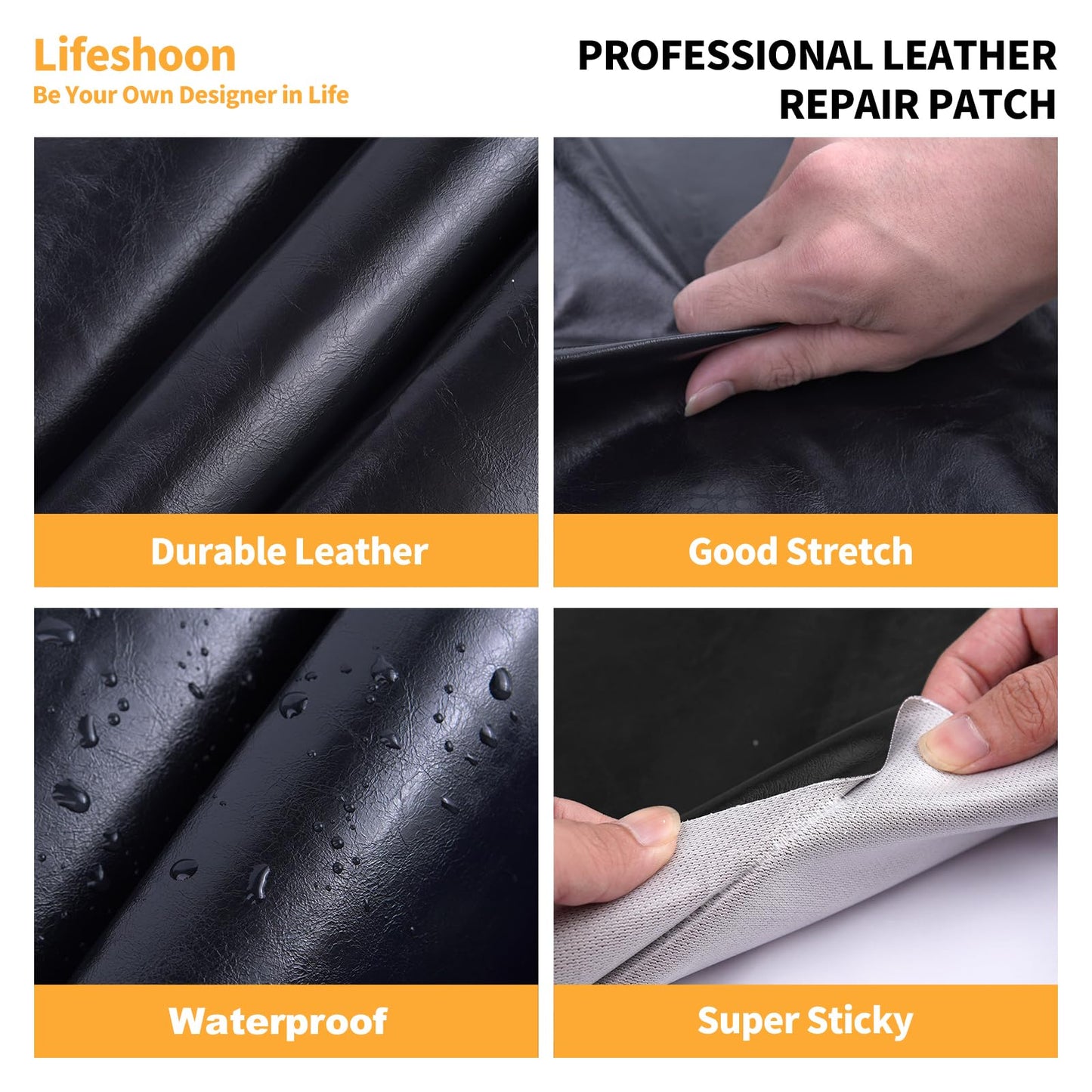 Lifeshoon Leather Repair Patch, 17X79 Inch Glossy Self Adhesive Leather Repair, Large Vinyl Patch Tape for Couches, Furniture, Car Seats, Cabinets, Wall, Handbags （17X79 Inch, Dark Brown）