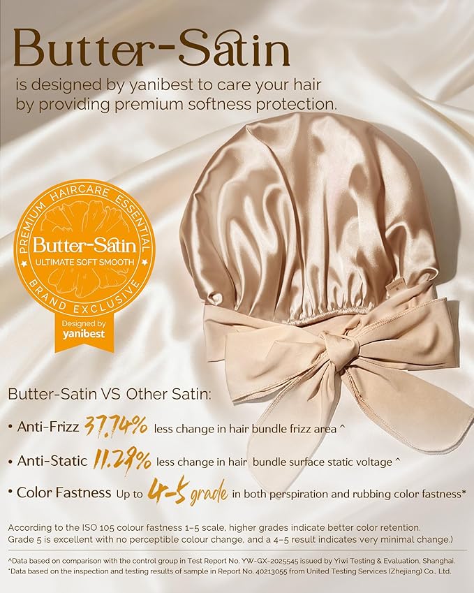 YANIBEST Adjustable Satin Bonnet for Sleeping Women Double Layer Hair Wrap Reduce Friction Prevent Frizz Natural Curly Hair
