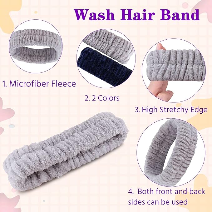 Spa Headband, Makeup Headband for Washing Face, Skincare Headbands for Girls Women, Soft Facial Makeup Head Band,Chrismas Gifts for Teens