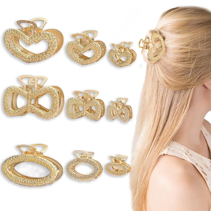 9 Pack Metals Mini Hair Clips for Women Mom Wife Daughter Girls Girlfriends,Medium Hair Claw Clips for Long Hair,Small Cute Gifts for Female with Thick Hair or Thin Hair