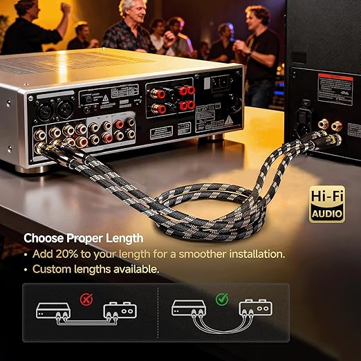 TODN HiFi RCA Cables Audiophile, Double Shielded RCA Cable Male to Male Stereo Audio Cable for Home Theater, Amps, Speakers, (6.5ft/2m, 1 Pair)