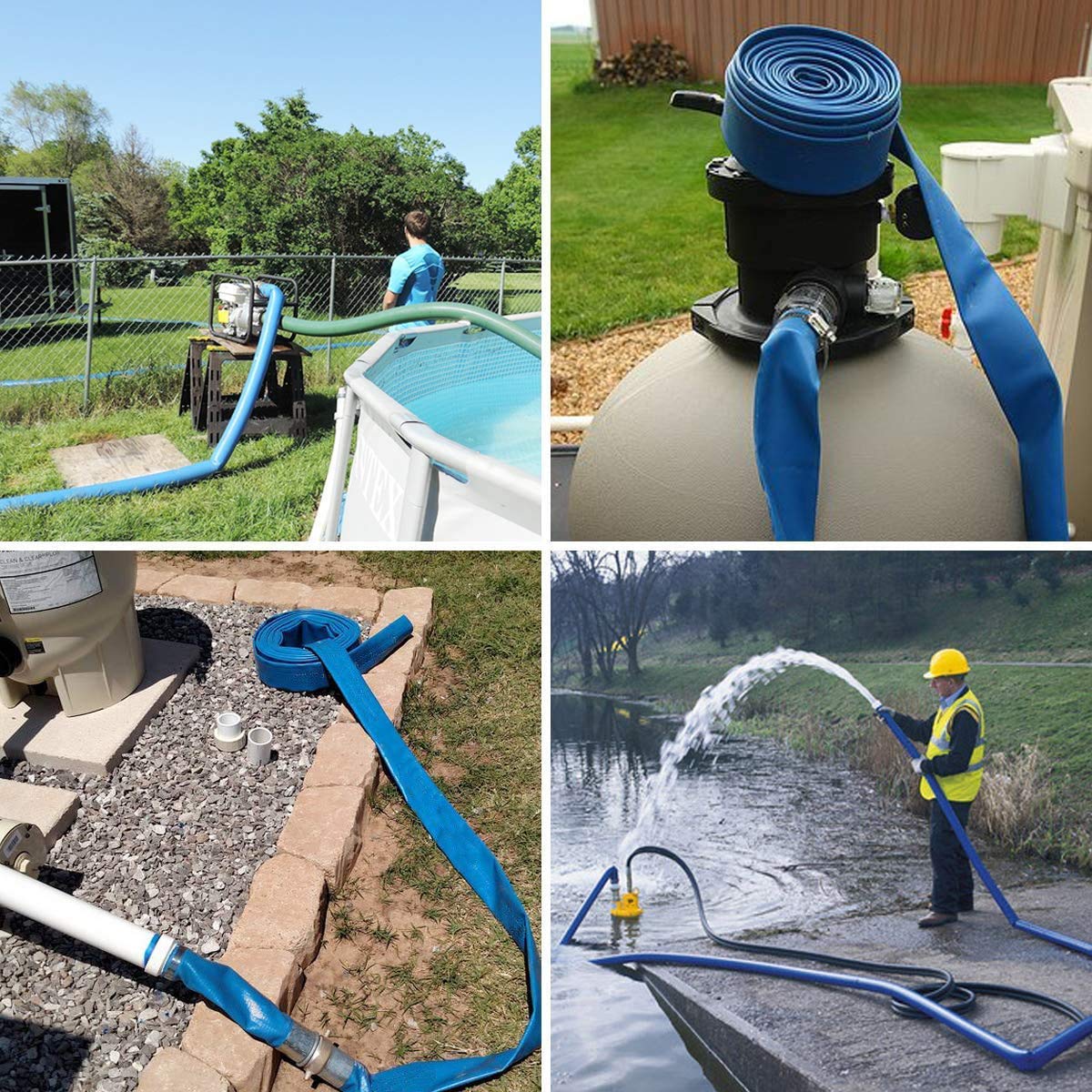 2 IN x 50 FT Pool Backwash Hose, Heavy Duty Flat Discharge Hose, Weather and Burst Resistant, Best Pool Hoses for Inground Pools, Pool Filter Hose & Pool Drain Hose