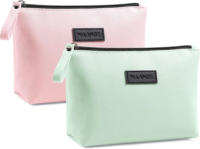 Cosmetic Bags for Women Small Makeup Bag for Purse Pu Leather Makeup Pouch Travel Makeup Bag with Zipper Make Up Bag for Travelling