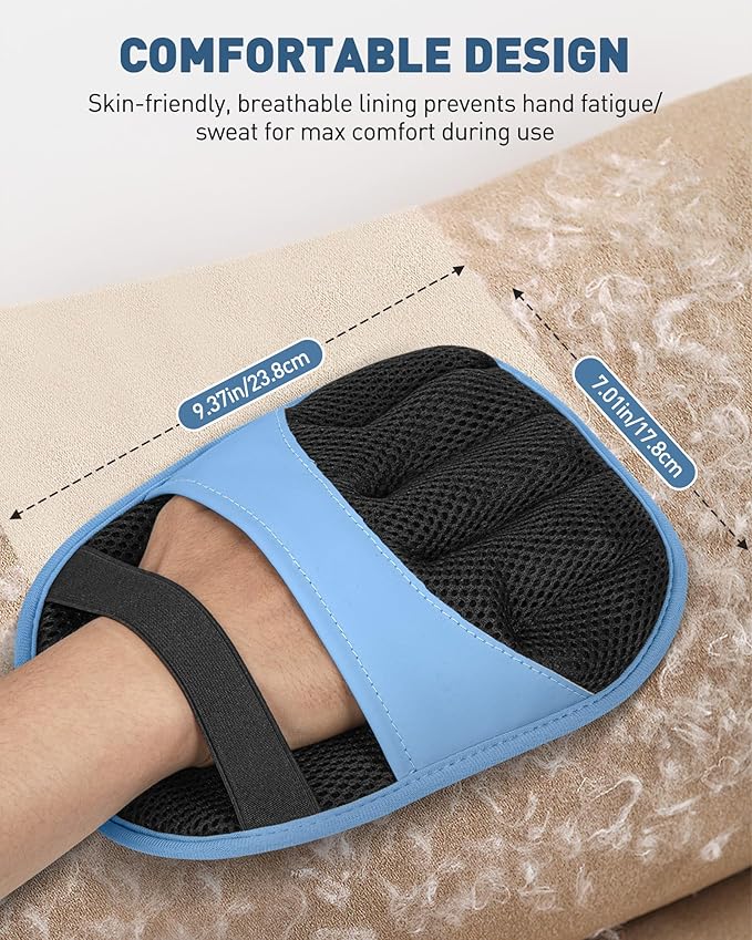 2 Pack Pet Hair Removal Glove - Electrostatic Magic Brush Gloves Pet Hair for Dogs and Cats, The Magic Brush Pure Path Yomi Pet Grooming Needs, Fur Remover for Furniture, Clothes, Car Seats (Blue)