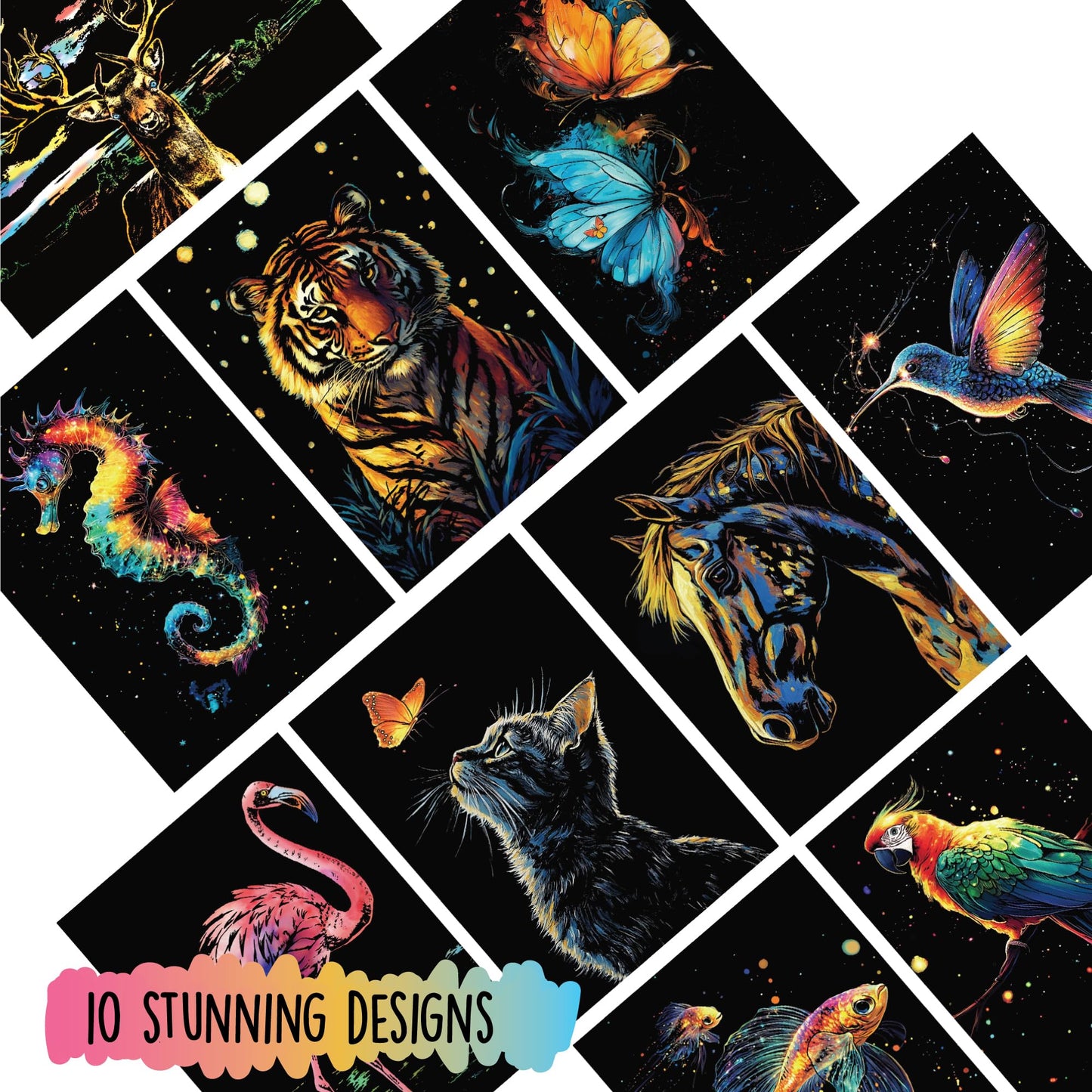 Animals Scratch Art Book for Adults - Colorful Animal Series Scratch Art | Scratch Painting Foil Art for Adults | Scratch and Sketch Animal Series Books | Foil Engraving Scratch Art (Animal Series)