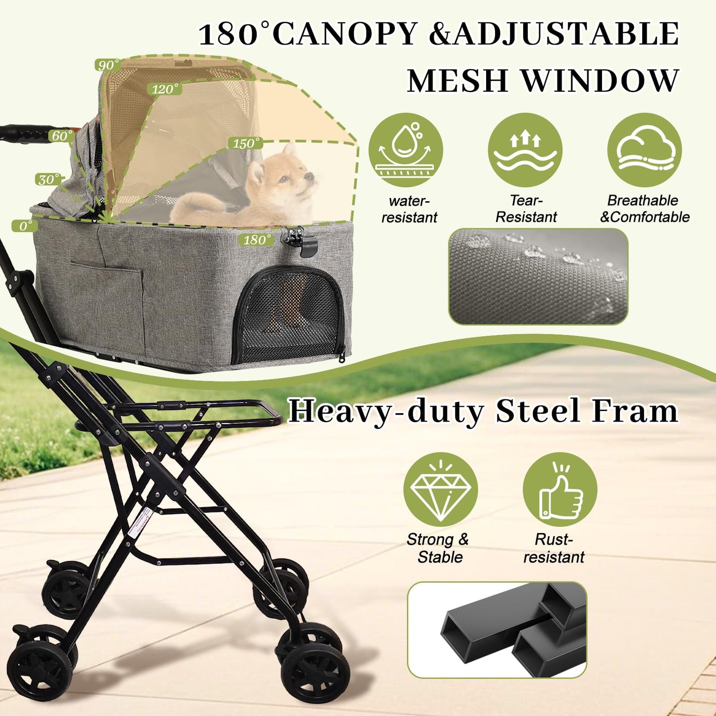 Double Pet Stroller with Detachable Carriers, Dog Stroller for Medium Dogs 20 lb, Foldable Dog Stroller for 2 Dogs,Easy Assembly Cat Stroller for 2 Cats with Cup Holder and Storage Bag for All-Terrain