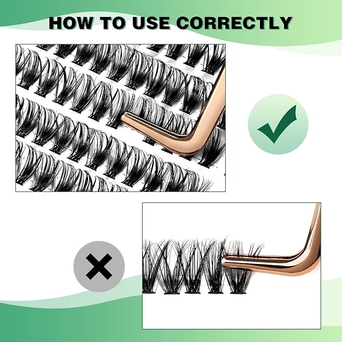 KEYYOU Lash Clusters 300pcs Individual Lashes 40D 0.07D Curl 16mm DIY Eyelash Extension Large Tray Volume Soft&Natural Cluster Lashes(40D-0.07D,16Ã¯Â¼Â