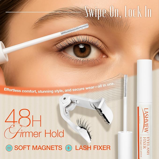 LASHVIEW Upgrade Magnetic Eyelashes with Applicator Soft Magnetic Eyelashes Natural Look Reusable No Glue Needed Easy to Wear and Remove (YT01)