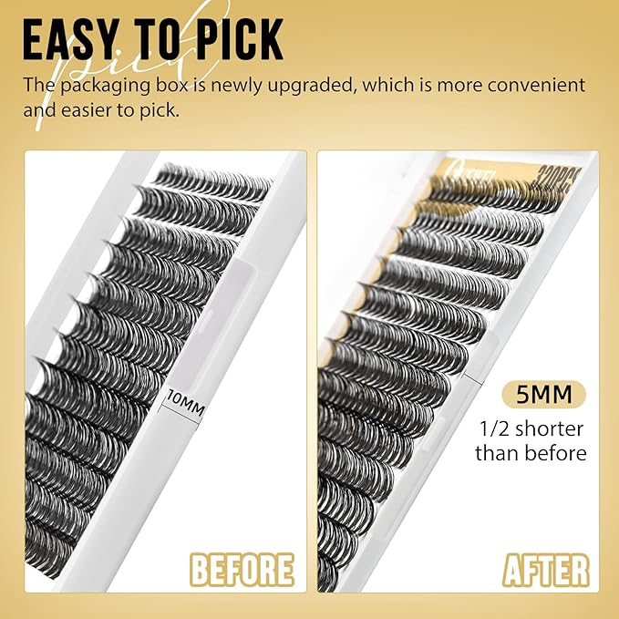 QUEWEL Lash Clusters 320Pcs Cluster Lashes 30D+40D D Curl Lash Cluster Eyelash Extensions Mix9-16mm Individual Eyelashes Clusters Wispy Lash Clusters Thin Band Soft to Use at Home(30D+40D D Mix9-16)