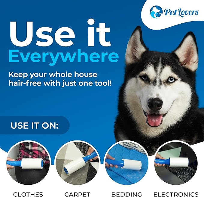PetLovers Extra Sticky Lint Roller Mega Value Set 1000 Sheets for Pet Hair Removal, Dog and Cat Lint Remover 10 Pack