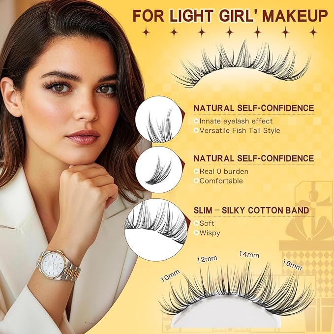 QUEWEL Lash Clusters Wispy Eyelash Clusters 300 Pcs Natural Cluster Eyelash Extensions C Curl, Mixed Length 10-16mm DIY Individual Lashes Cluster at Home for Countless Stunning Looks (QU45)