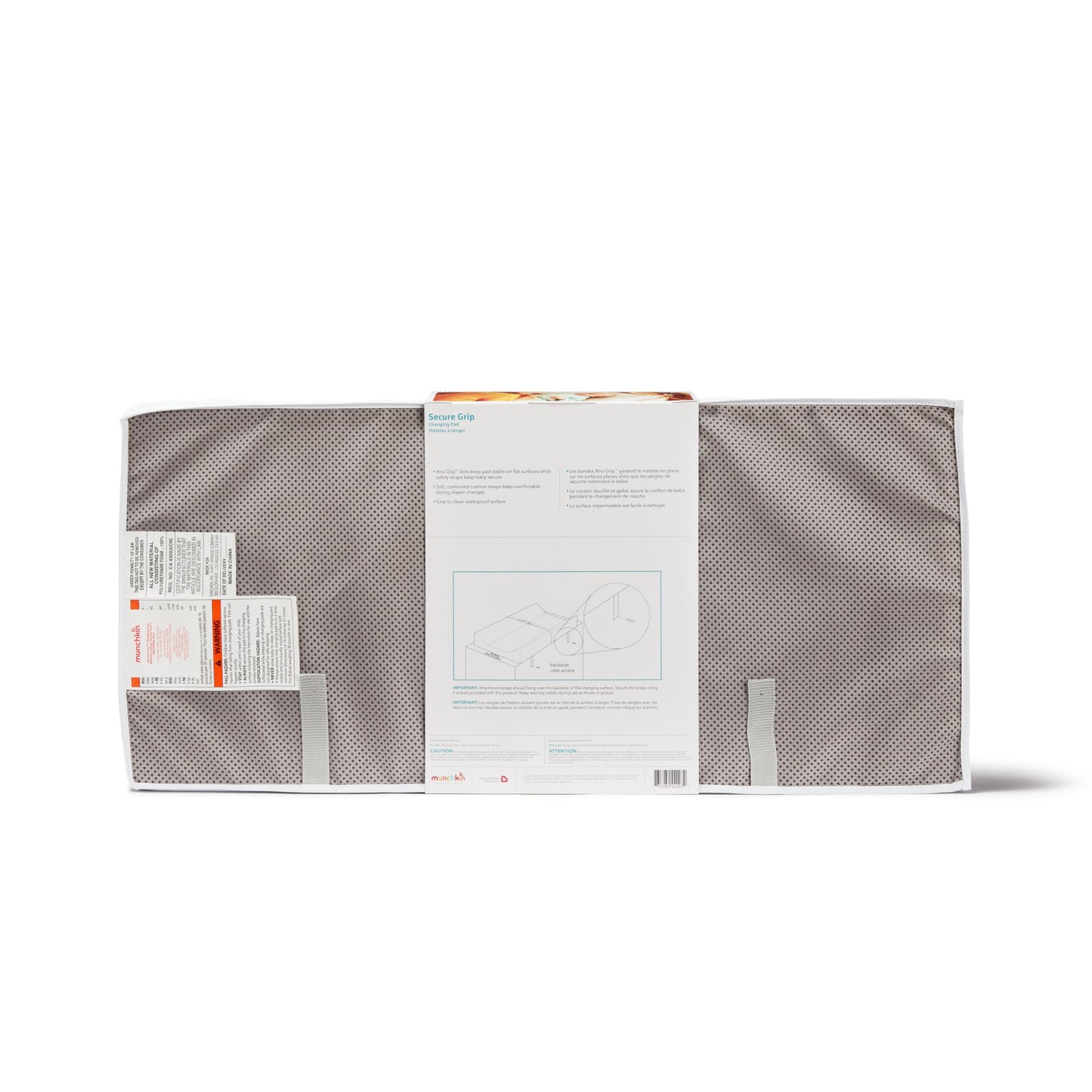 Munchkin Secure Grip Baby Diaper Changing Pad for Dresser, Waterproof and Wipeable, Contoured, Standard Size (14.75" x 31"), White
