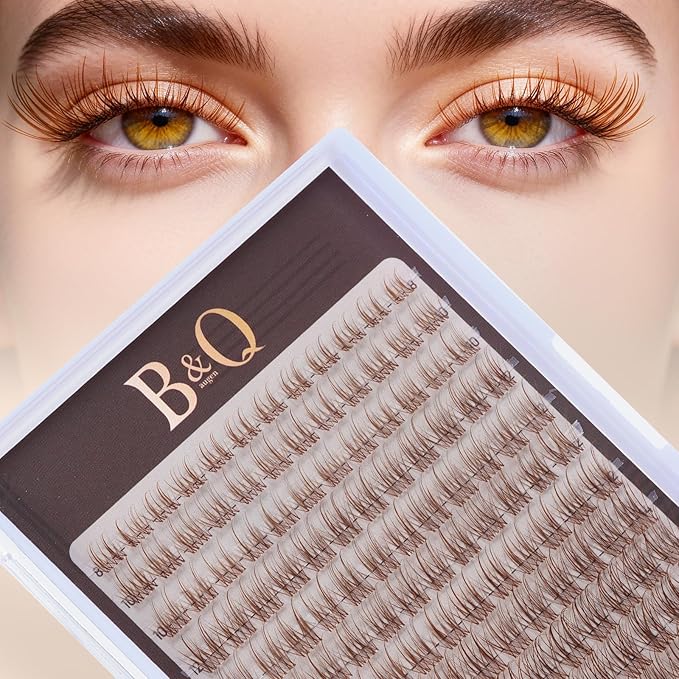 B&Q Brown Lash Clusters Blonde Velure Eyelash Cluster for Light Hair, MochaLash Cluster Eyelash Extensions Soft Browns False Eyelashes Comfortable Velure Eyelash Clusters（Velure 06）