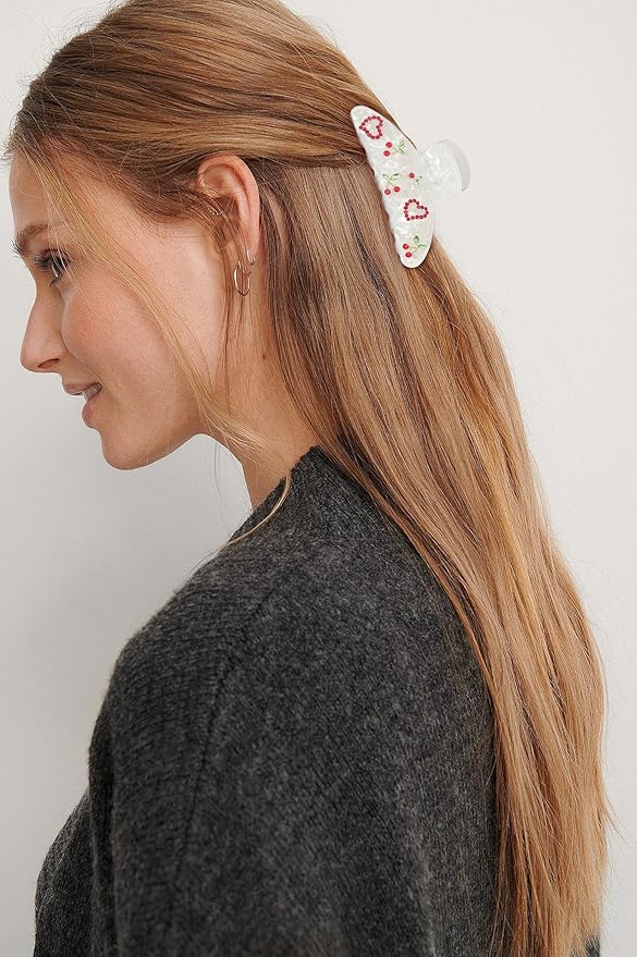 LILIE&WHITE 1PC Red Heart And Cherry Hair Clips For Women Medium Size Hair Claws Clips Hair Accessories