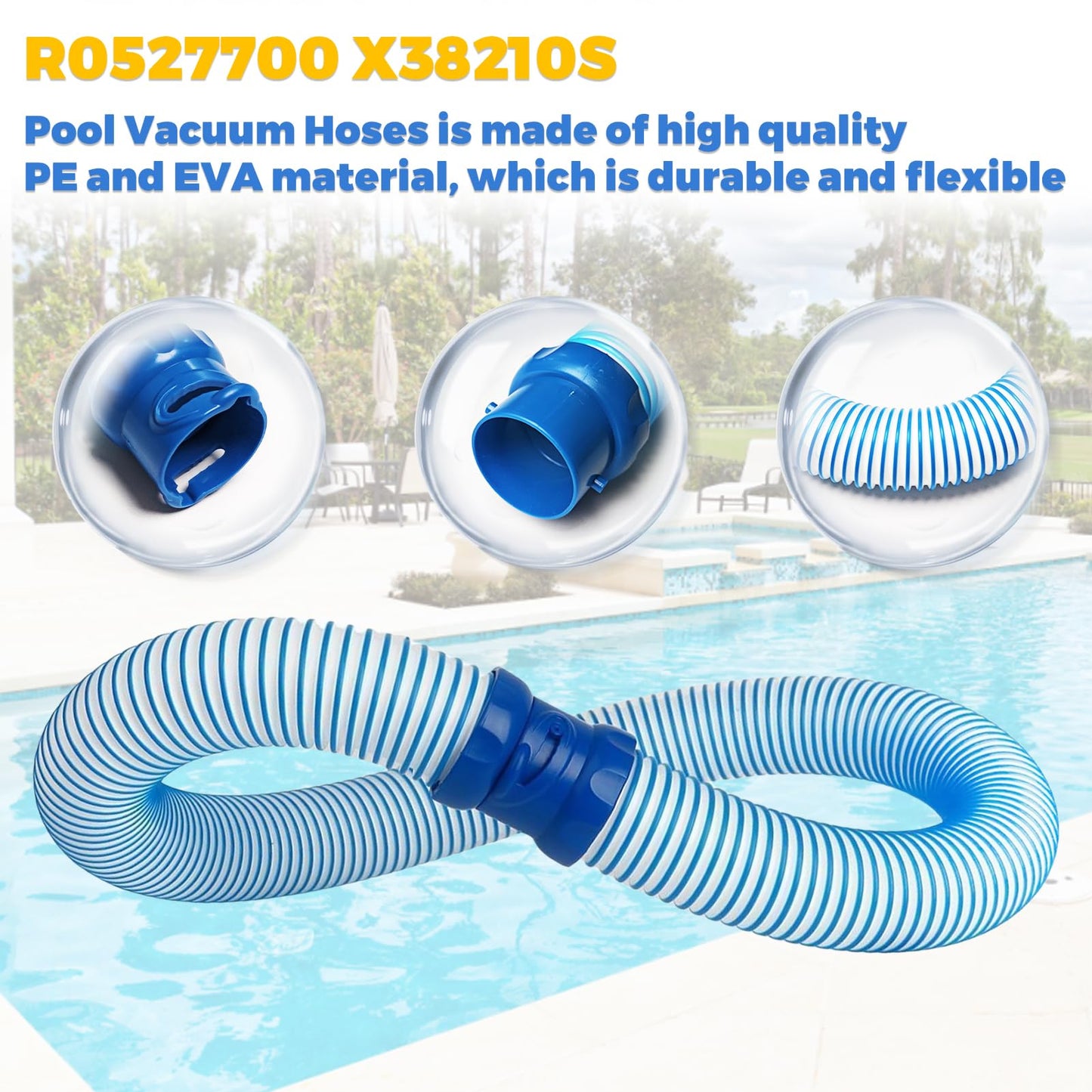 5-Pack Pool Cleaner Hose for X7 T3 T5 MX6 MX8, 39 in Swimming Pool Vacuum Hose Replacement Kit, R0527700 X38210S Twist Lock MX6 Replacement Parts