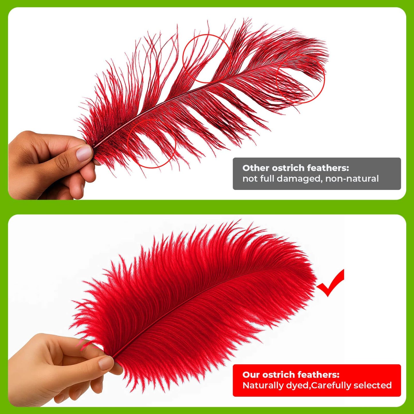 Piokio 20 pcs Natural Red Ostrich Feathers 12-14 inch(30-35 cm) Bulk for Wedding Party Centerpieces and DIY Clothes Decoration, Gatsby Decorations