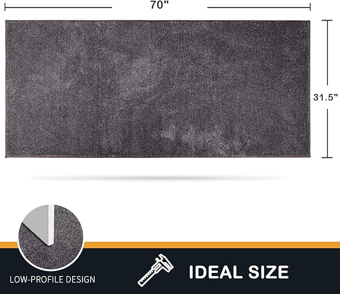 PURRUGS Dirt Trapping Door Mat 31.5" x 70", Non-Slip Machine Washable Entryway Rug, Dog Doormat, Indoor Front Door Mat, Super Absorbent Entry Rug for Muddy Shoes & Paws, Light Grey-Dark Grey