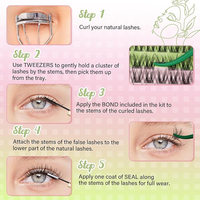 KEYYOU Fairy Lash Clusters Snow Lotus Lash Extension D Curl 120Pcs Eyelash Extension Wispy Natural Invisible Band Lash with Waterproof DIY Lash Extension at Home(Snow Lotus-D-8-18MIX)