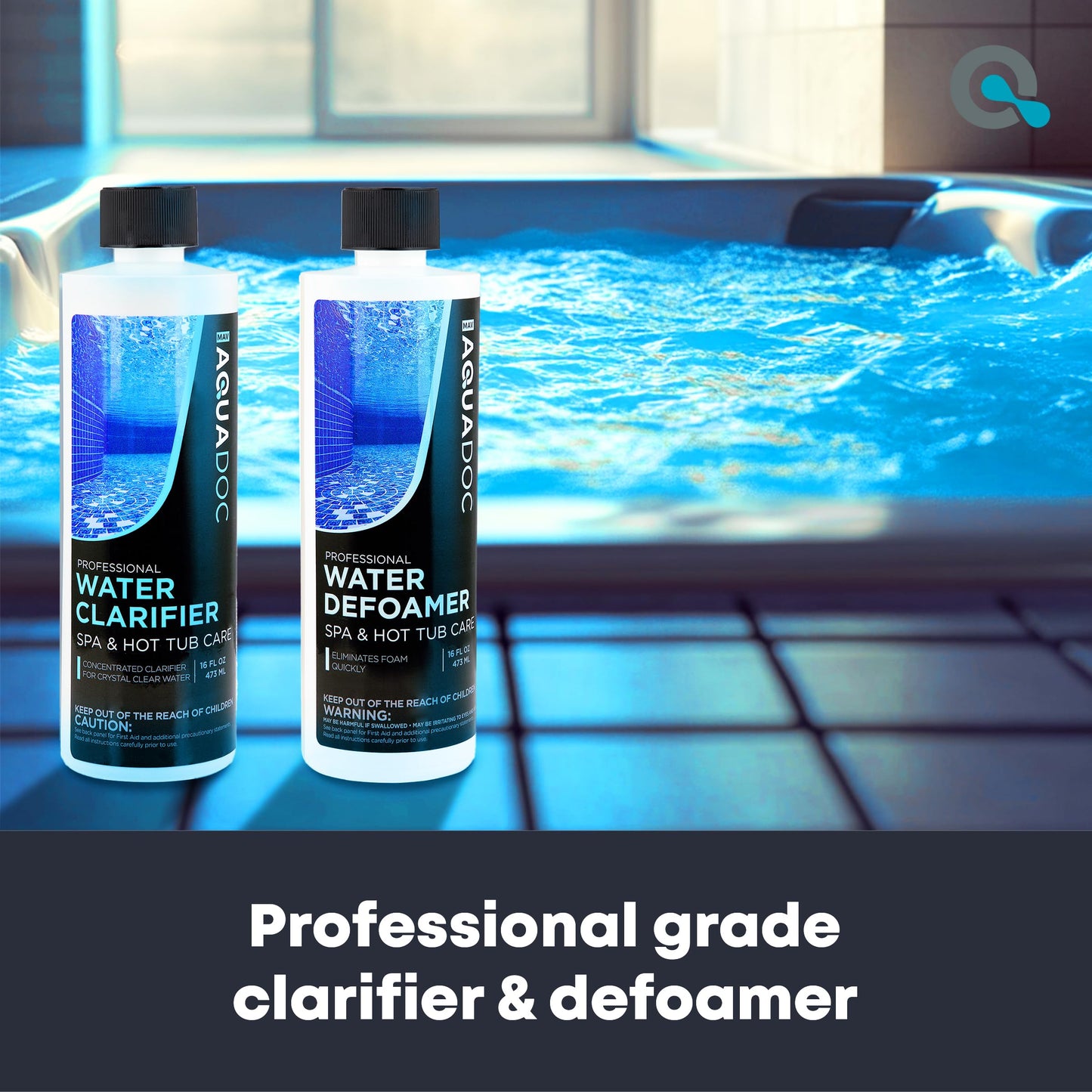 AquaDoc Spa Clarifier & Spa Defoamer Hot Tub Chemical Kit - Includes 16oz Water Clarifier & 16oz Anti-Foam for Hot Tubs