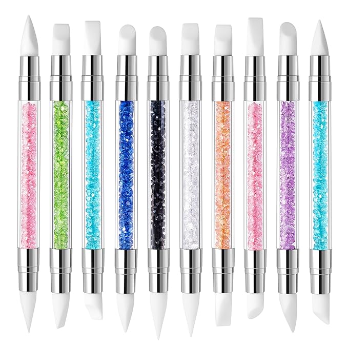MelodySusie 10 Pcs Nail Art Sculpture Pen Acrylic Dual Tipped Brushes for Resin Nail Art Tools for Design Nail Foil Carving Drawing Effect Shaping Drawing Nail Tools for Home Salon