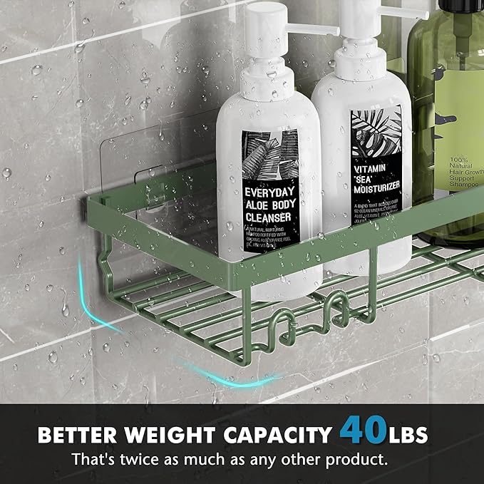 Moforoco Shower Caddy Shelf Organizer Rack, Self Adhesive Black Bathroom Shelves Basket, Home Farmhouse Wall Inside Organization and Storage Decor Rv Accessories, First Camper Apartment Essentials
