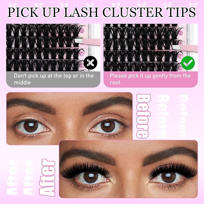 FADLASH Fluffy Eyelash Clusters 80D+100D Natural Lash Clusters Volume Lash Extensions 8-16mm D Curl for Beginners DIY at Home (80D+100D, 2 Pack)