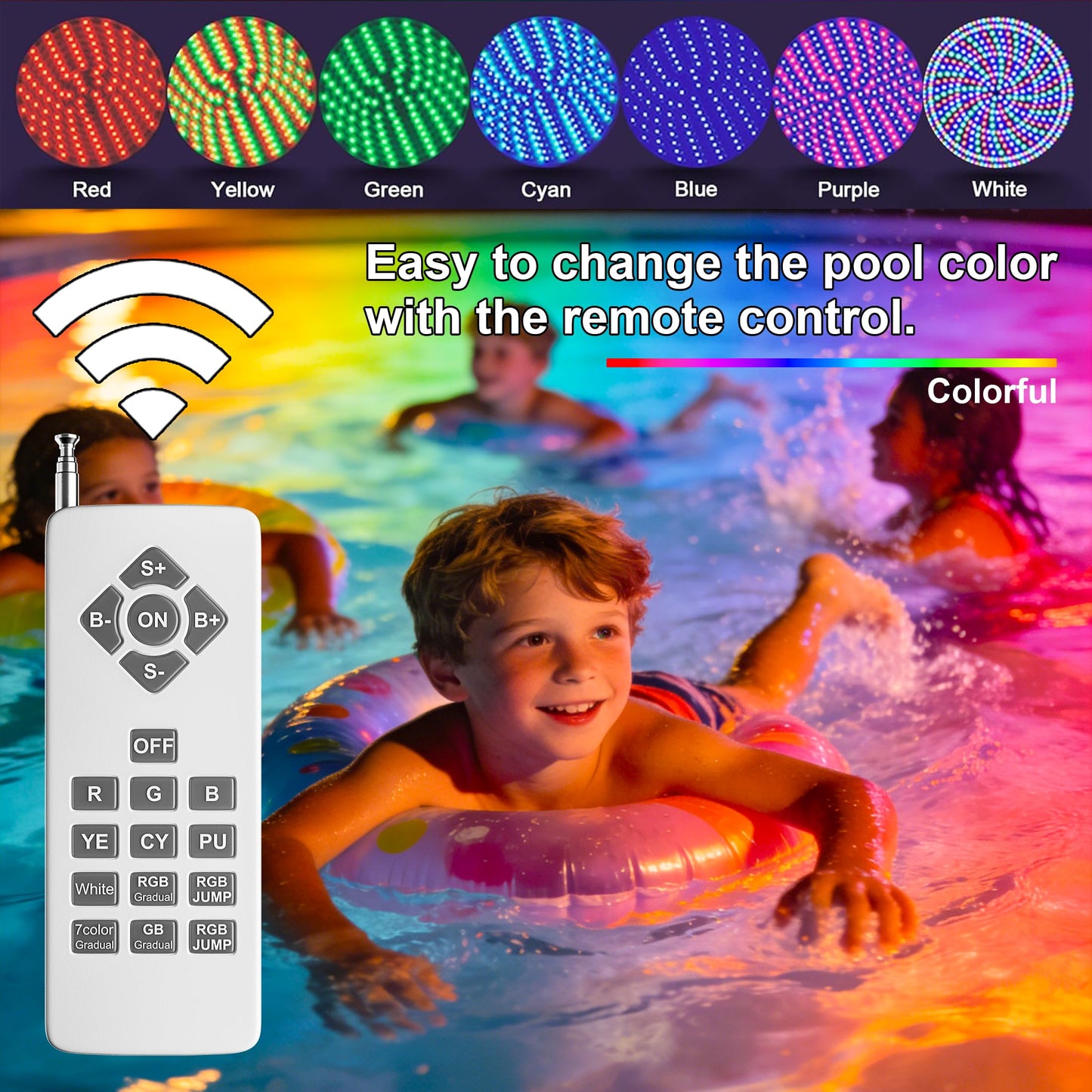 Upgraded LED Pool Light Bulb for Inground Pool, 70W RGBW Color Changing Swimming Pool Lights for Above Ground Pool with Enhanced Remote, E26 Base Pool Led lights Inground, Dimmable, Black/Blue