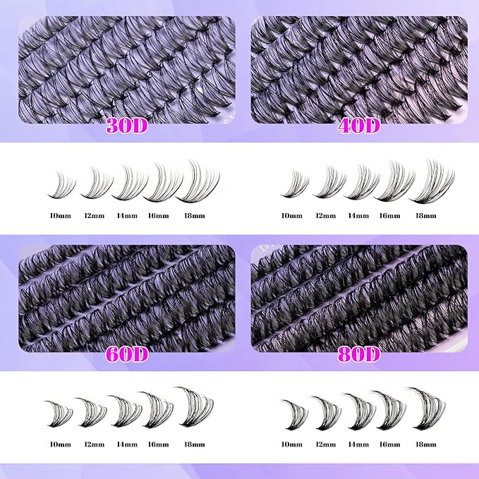 Ocean Pearl Lash Clusters 560pcs 10-18mm Lash Clusters kit 30/40/60/80D Cluster Eyelash Extensions Kit,Eyelash Clusters,Eyelashes,DIY Lashes Clusters Extensions kit with lash adhesive+sealer+tweezers