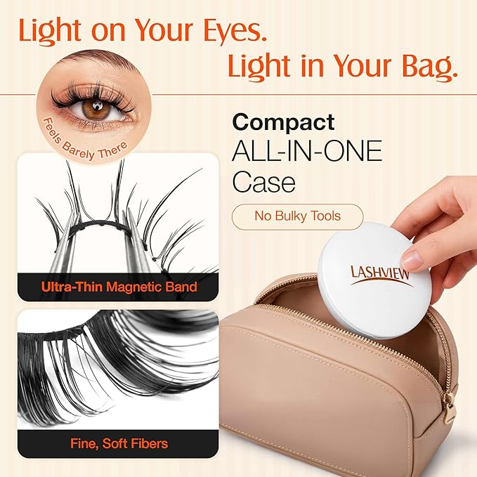 LASHVIEW Upgrade Magnetic Eyelashes with Applicator Soft Magnetic Eyelashes Natural Look Reusable No Glue Needed Easy to Wear and Remove (YT48)